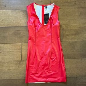 Shein faux leather scoop neck body con dress